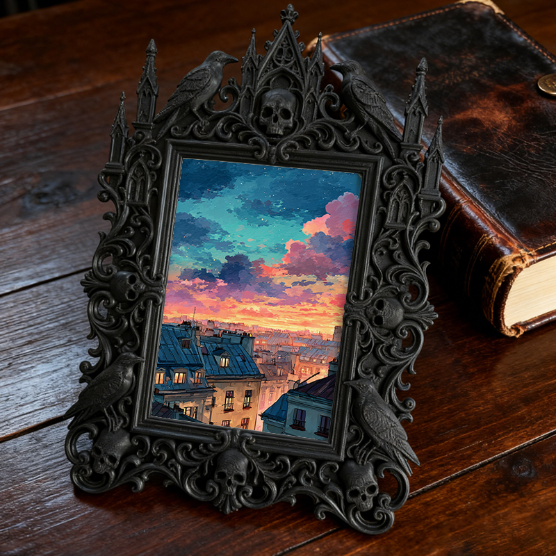 Classy-dark Gothic Dark-style Photo Frame | Dark Academia Book Folding Workshop Decor, Photo Ornament, Wall-mountable & Tabletop, Practical 