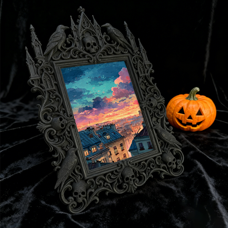 Classy-dark Gothic Dark-style Photo Frame | Dark Academia Book Folding Workshop Decor, Photo Ornament, Wall-mountable & Tabletop, Practical 