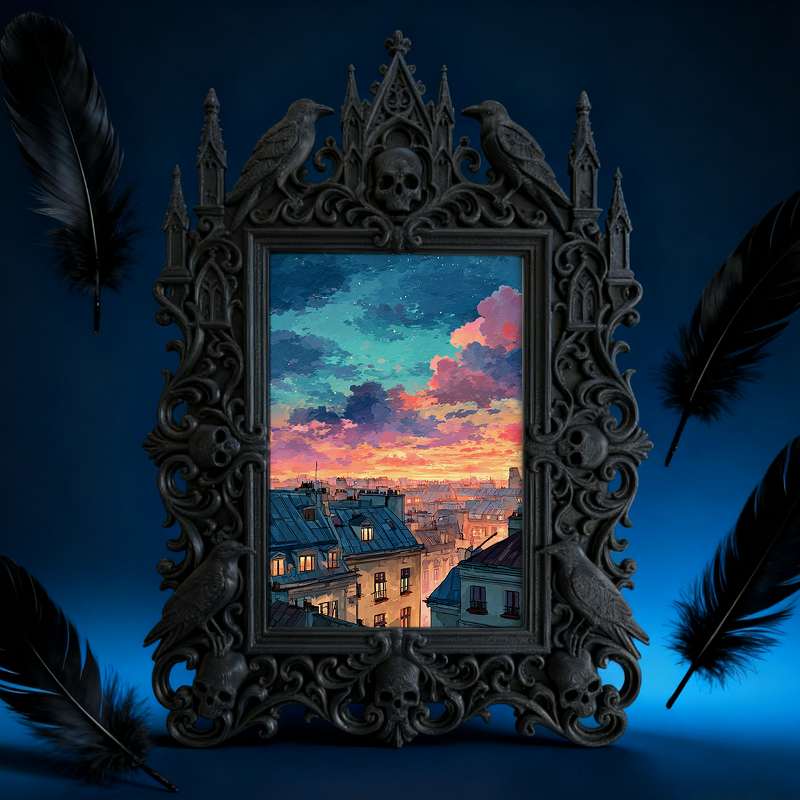 Classy-dark Gothic Dark-style Photo Frame | Dark Academia Book Folding Workshop Decor, Photo Ornament, Wall-mountable & Tabletop, Practical 