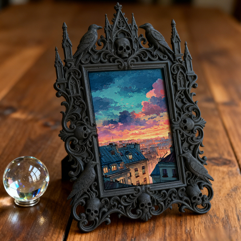 Classy-dark Gothic Dark-style Photo Frame | Dark Academia Book Folding Workshop Decor, Photo Ornament, Wall-mountable & Tabletop, Practical 