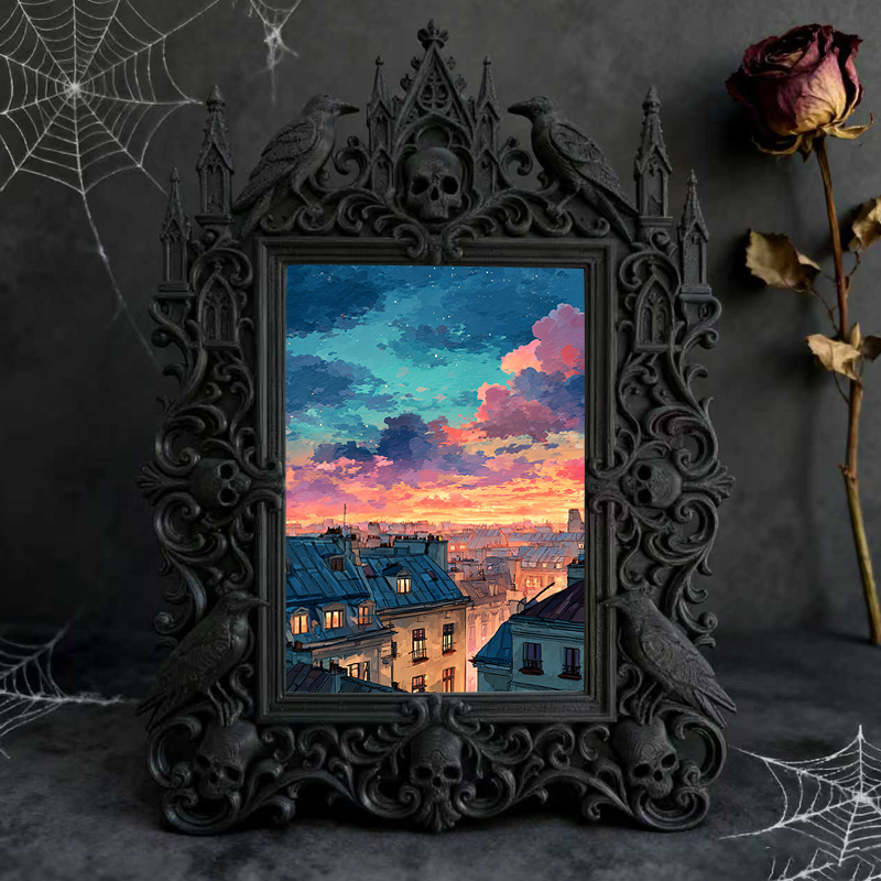 Classy-dark Gothic Dark-style Photo Frame | Dark Academia Book Folding Workshop Decor, Photo Ornament, Wall-mountable & Tabletop, Practical 