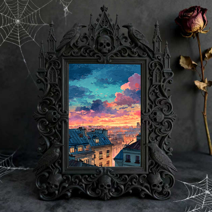 Classy-dark Gothic Dark-style Photo Frame | Dark Academia Book Folding Workshop Decor, Photo Ornament, Wall-mountable & Tabletop, Practical 