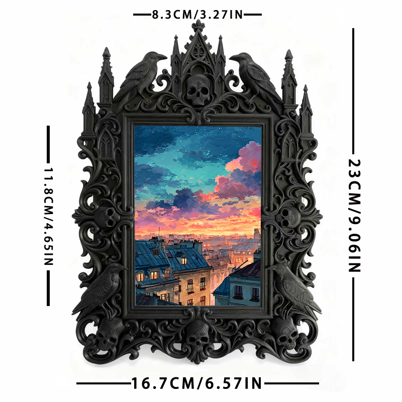 Classy-dark Gothic Dark-style Photo Frame | Dark Academia Book Folding Workshop Decor, Photo Ornament, Wall-mountable & Tabletop, Practical 