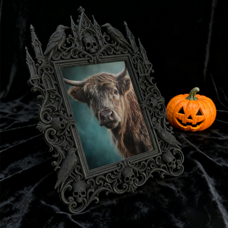 Unique-design Gothic Dark-style Photo Frame | Witchy Moon Phase Candle Holder Shop Decor, Photo Ornament, Wall-mountable & Tabletop, Portabl