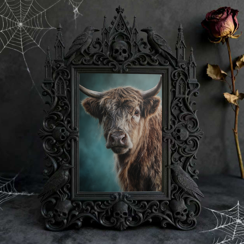 Unique-design Gothic Dark-style Photo Frame | Witchy Moon Phase Candle Holder Shop Decor, Photo Ornament, Wall-mountable & Tabletop, Portabl