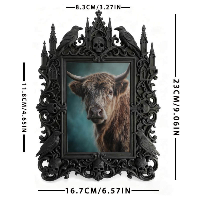 Unique-design Gothic Dark-style Photo Frame | Witchy Moon Phase Candle Holder Shop Decor, Photo Ornament, Wall-mountable & Tabletop, Portabl