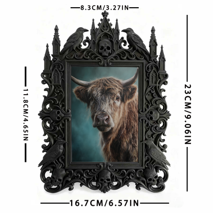 Unique-design Gothic Dark-style Photo Frame | Witchy Moon Phase Candle Holder Shop Decor, Photo Ornament, Wall-mountable & Tabletop, Portabl