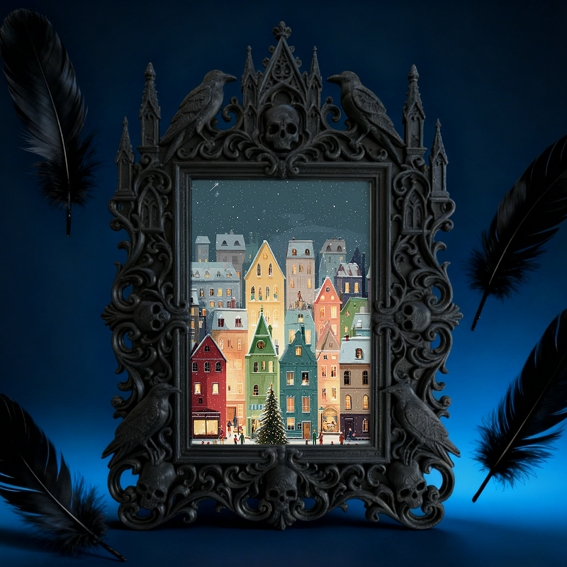 Tough-durable Gothic Dark-style Photo Frame | Gothic Body Piercing Aftercare Shop Decor, Photo Ornament, Dual-use Display, Wear-resistant Fr