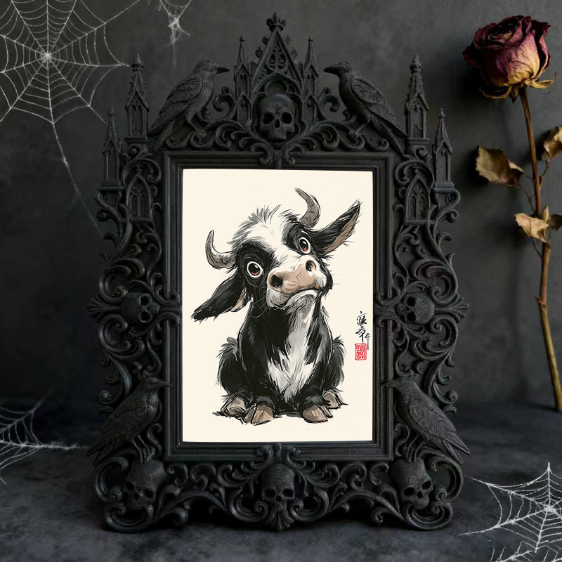 Refined-spooky Gothic Dark-style Photo Frame | Paranormal Museum Gift Shop Counter Decor, Photo Ornament, Wall-mountable & Tabletop, Elegant