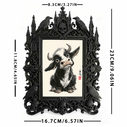 Refined-spooky Gothic Dark-style Photo Frame | Paranormal Museum Gift Shop Counter Decor, Photo Ornament, Wall-mountable & Tabletop, Elegant
