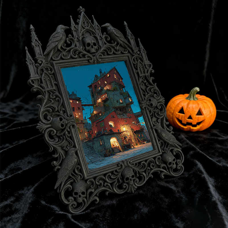 Eye-catching-bold Gothic Dark-style Photo Frame | Dark Fantasy Resin Figurine Shop Decor, Photo Ornament, Wall-mountable & Tabletop, Creativ