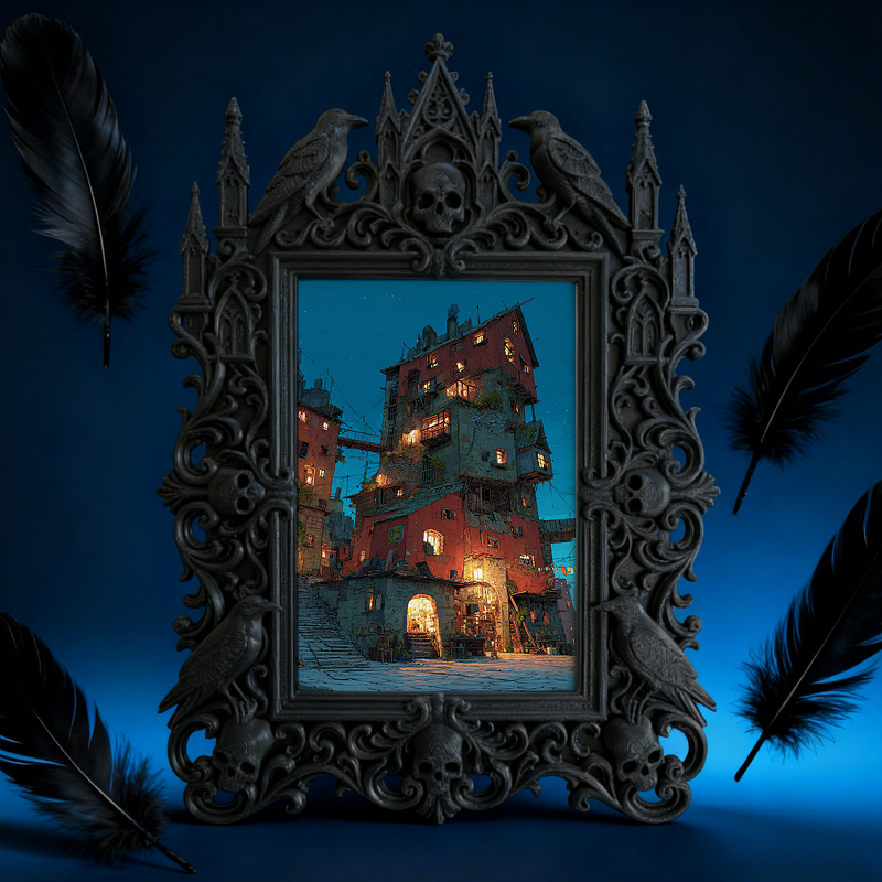 Eye-catching-bold Gothic Dark-style Photo Frame | Dark Fantasy Resin Figurine Shop Decor, Photo Ornament, Wall-mountable & Tabletop, Creativ