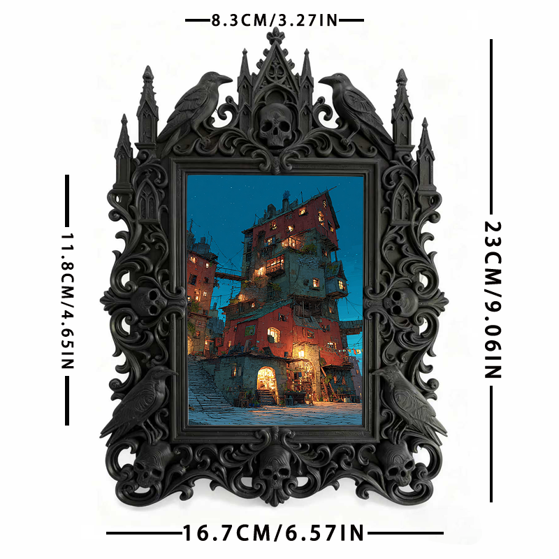 Eye-catching-bold Gothic Dark-style Photo Frame | Dark Fantasy Resin Figurine Shop Decor, Photo Ornament, Wall-mountable & Tabletop, Creativ