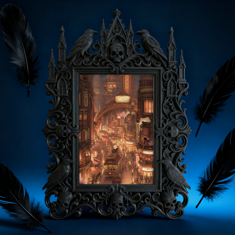 Trending-hot Gothic Dark-style Photo Frame | Gothic Halloween Backyard Party Decor, Photo Ornament, Wall-mountable & Tabletop, Plastic Frame