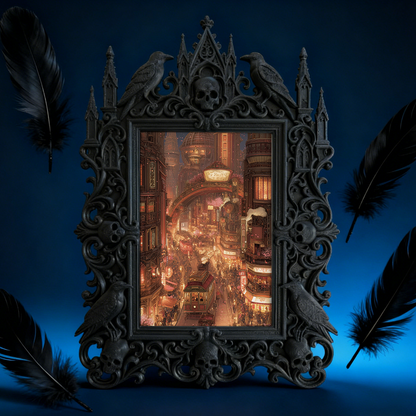 Trending-hot Gothic Dark-style Photo Frame | Gothic Halloween Backyard Party Decor, Photo Ornament, Wall-mountable & Tabletop, Plastic Frame