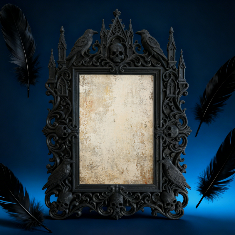 Top-choice Gothic Dark-style Photo Frame | Dark Academia Dormitory Book Nook Decor, Photo Ornament, Wall/Table Dual-use, Durable Frame