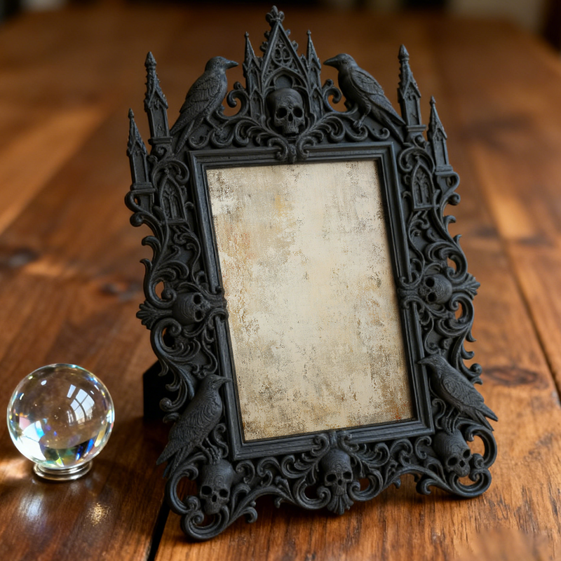 Top-choice Gothic Dark-style Photo Frame | Dark Academia Dormitory Book Nook Decor, Photo Ornament, Wall/Table Dual-use, Durable Frame
