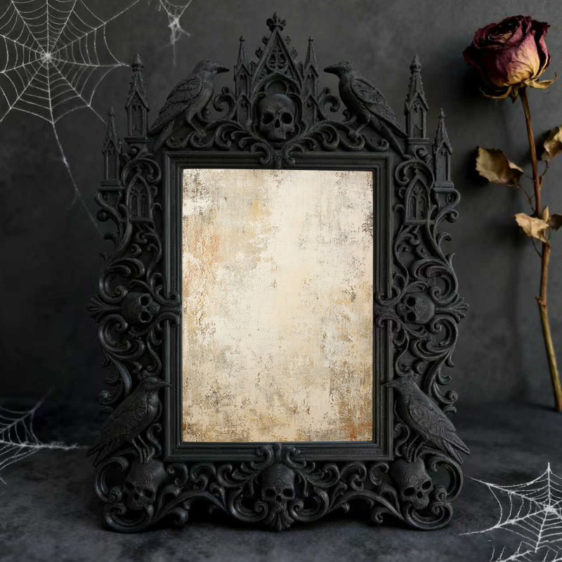 Top-choice Gothic Dark-style Photo Frame | Dark Academia Dormitory Book Nook Decor, Photo Ornament, Wall/Table Dual-use, Durable Frame