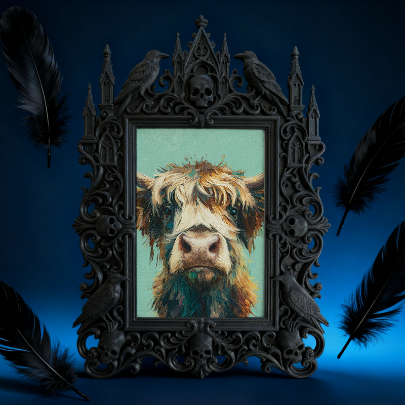 Fast-moving Gothic Dark-style Photo Frame | Gothic Dark Roast Coffee Bean Shop Decor, Photo Ornament, Dual-use Display, Retro Plastic Frame