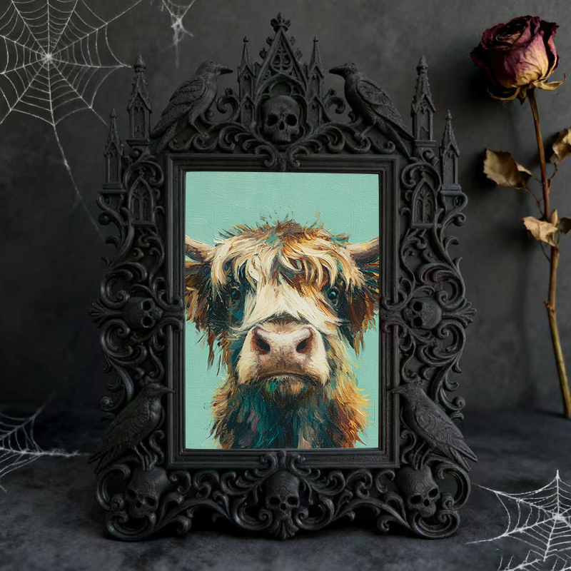 Fast-moving Gothic Dark-style Photo Frame | Gothic Dark Roast Coffee Bean Shop Decor, Photo Ornament, Dual-use Display, Retro Plastic Frame