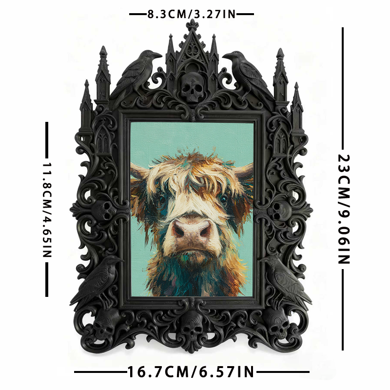 Fast-moving Gothic Dark-style Photo Frame | Gothic Dark Roast Coffee Bean Shop Decor, Photo Ornament, Dual-use Display, Retro Plastic Frame
