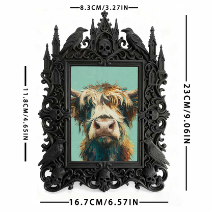 Fast-moving Gothic Dark-style Photo Frame | Gothic Dark Roast Coffee Bean Shop Decor, Photo Ornament, Dual-use Display, Retro Plastic Frame