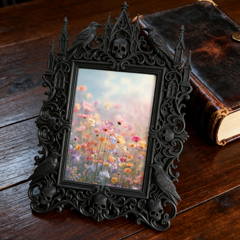 Style-icon Gothic Dark-style Photo Frame | Gothic Kids’ Witch Costume Display Decor, Photo Ornament, Wall/Table Dual-use, Eco-friendly Frame