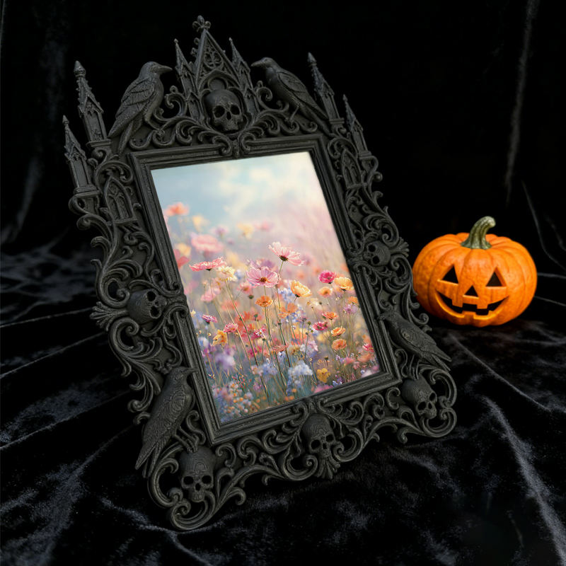 Style-icon Gothic Dark-style Photo Frame | Gothic Kids’ Witch Costume Display Decor, Photo Ornament, Wall/Table Dual-use, Eco-friendly Frame