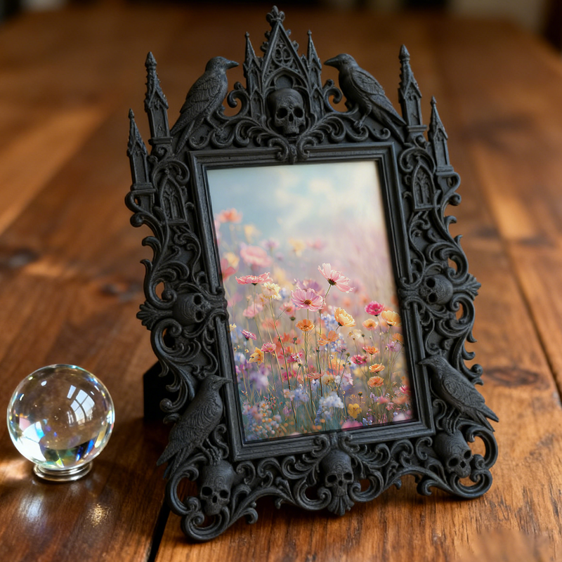 Style-icon Gothic Dark-style Photo Frame | Gothic Kids’ Witch Costume Display Decor, Photo Ornament, Wall/Table Dual-use, Eco-friendly Frame