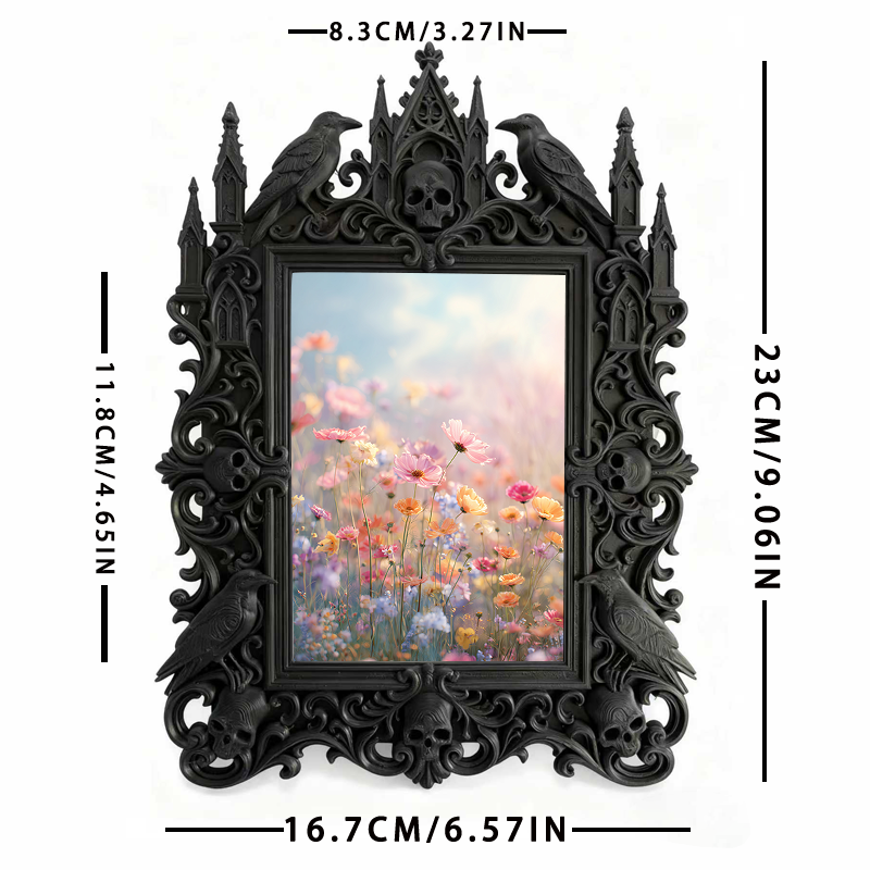Style-icon Gothic Dark-style Photo Frame | Gothic Kids’ Witch Costume Display Decor, Photo Ornament, Wall/Table Dual-use, Eco-friendly Frame