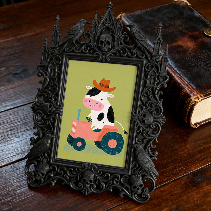 Must-buy Gothic Dark-style Photo Frame | Dark Dried Flower Hair Accessory Shop Decor, Photo Ornament, Wall-mountable & Tabletop, Slim Frame