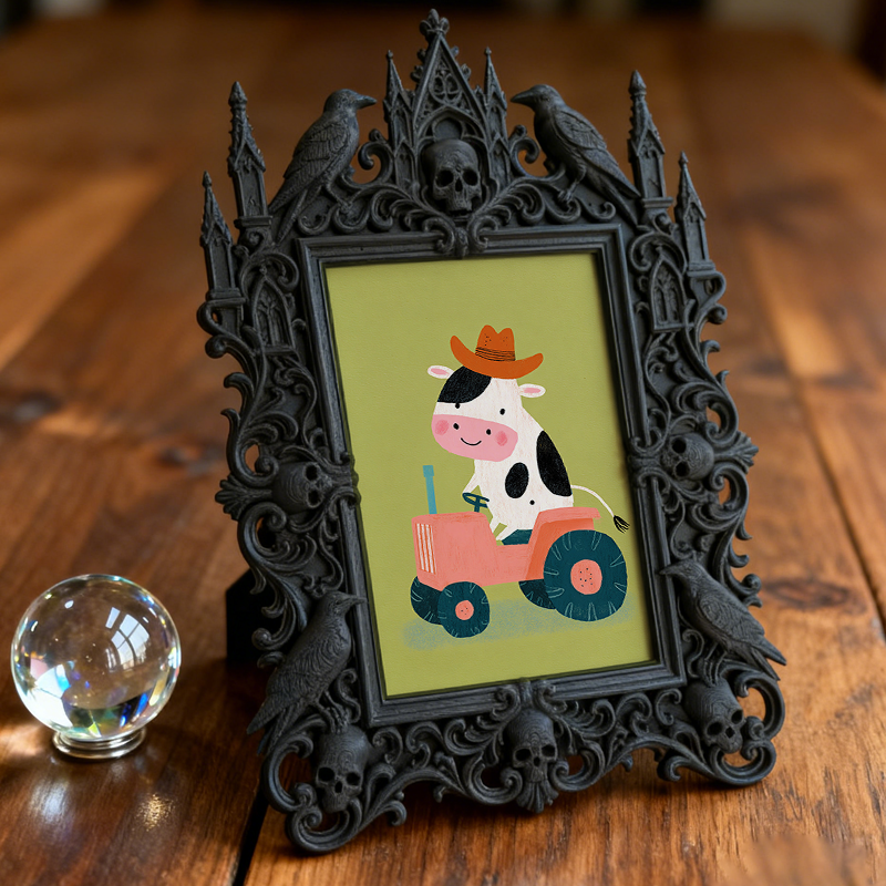 Must-buy Gothic Dark-style Photo Frame | Dark Dried Flower Hair Accessory Shop Decor, Photo Ornament, Wall-mountable & Tabletop, Slim Frame