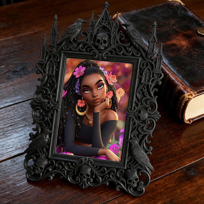 Limited-quantity Gothic Dark-style Photo Frame | Occult Herbalism Tea Blend Shop Decor, Photo Ornament, Wall-mountable & Tabletop, Collectib