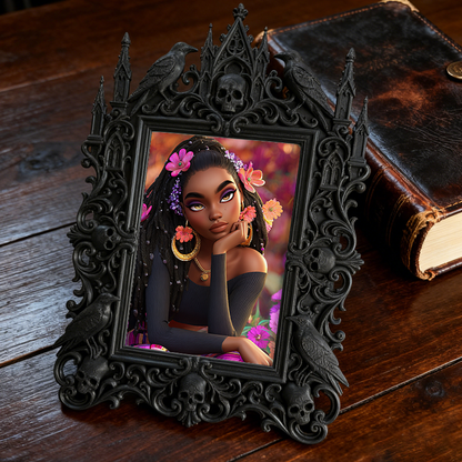 Limited-quantity Gothic Dark-style Photo Frame | Occult Herbalism Tea Blend Shop Decor, Photo Ornament, Wall-mountable & Tabletop, Collectib