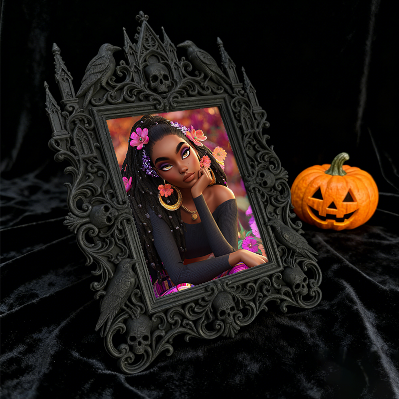 Limited-quantity Gothic Dark-style Photo Frame | Occult Herbalism Tea Blend Shop Decor, Photo Ornament, Wall-mountable & Tabletop, Collectib