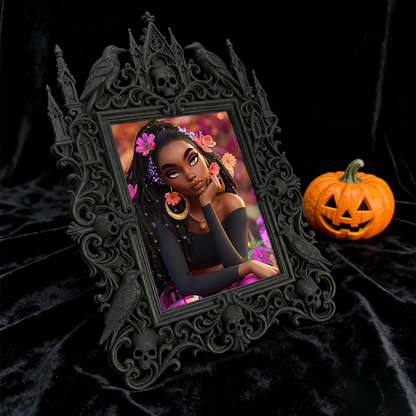 Limited-quantity Gothic Dark-style Photo Frame | Occult Herbalism Tea Blend Shop Decor, Photo Ornament, Wall-mountable & Tabletop, Collectib