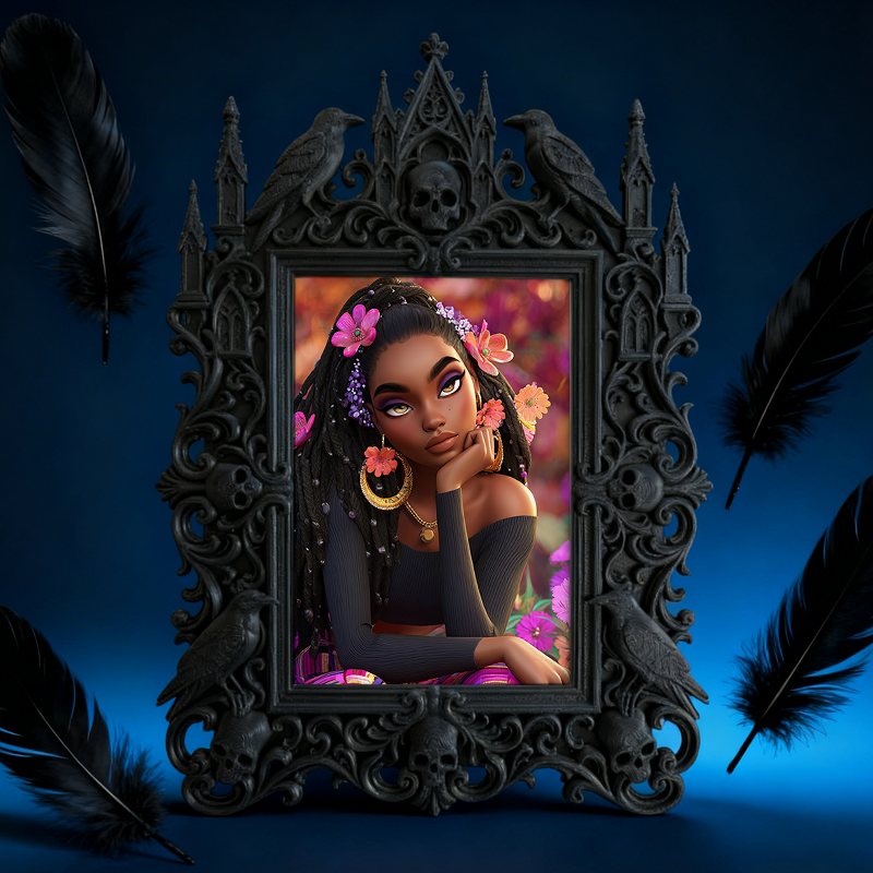 Limited-quantity Gothic Dark-style Photo Frame | Occult Herbalism Tea Blend Shop Decor, Photo Ornament, Wall-mountable & Tabletop, Collectib