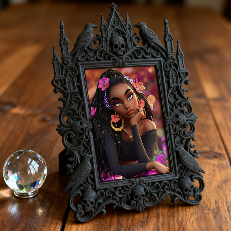 Limited-quantity Gothic Dark-style Photo Frame | Occult Herbalism Tea Blend Shop Decor, Photo Ornament, Wall-mountable & Tabletop, Collectib