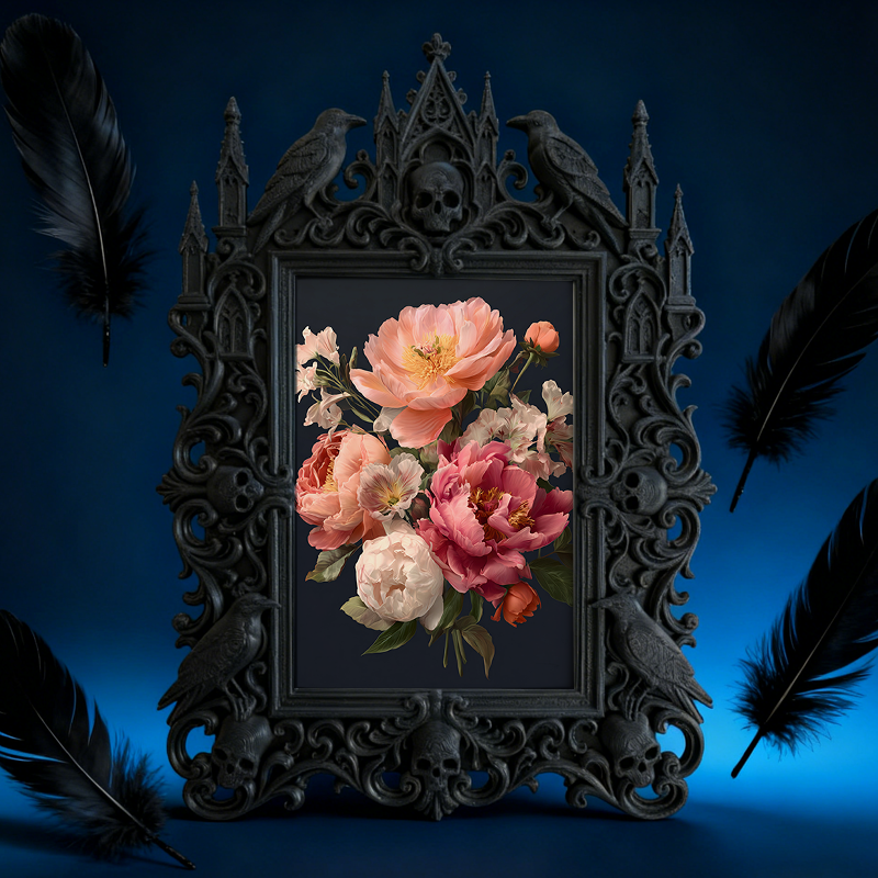 Rare-gem Gothic Dark-style Photo Frame | Werewolf Cosplay Group Photo Backdrop Decor, Photo Ornament, Wall/Table Dual-use, Rustic Frame