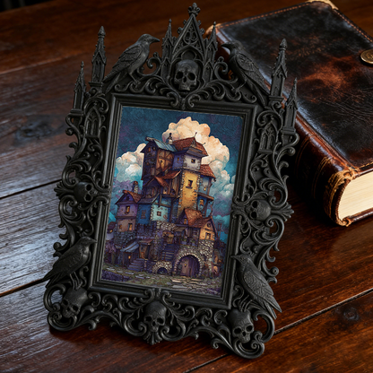 Insta-trending Gothic Dark-style Photo Frame | Dark Academia Scrapbook Studio Decor, Photo Ornament, Wall/Table Dual-use, Durable Frame