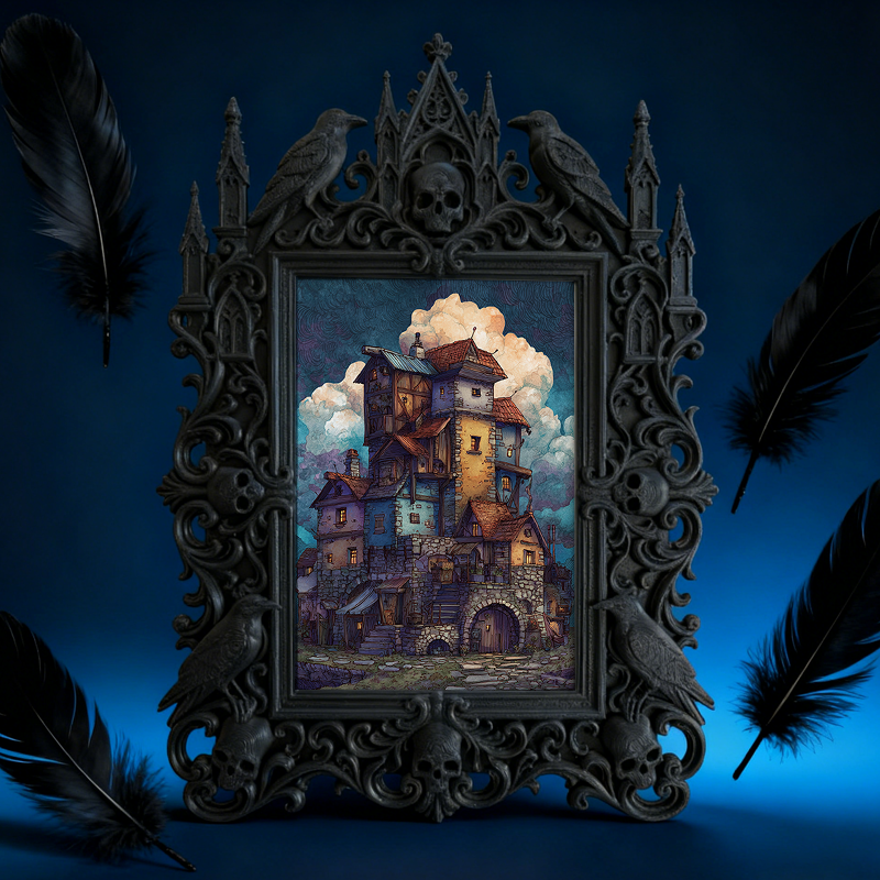 Insta-trending Gothic Dark-style Photo Frame | Dark Academia Scrapbook Studio Decor, Photo Ornament, Wall/Table Dual-use, Durable Frame