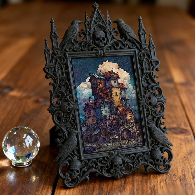 Insta-trending Gothic Dark-style Photo Frame | Dark Academia Scrapbook Studio Decor, Photo Ornament, Wall/Table Dual-use, Durable Frame