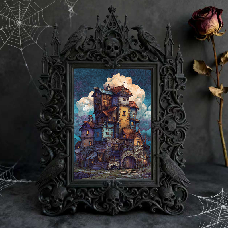 Insta-trending Gothic Dark-style Photo Frame | Dark Academia Scrapbook Studio Decor, Photo Ornament, Wall/Table Dual-use, Durable Frame
