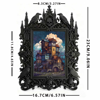 Insta-trending Gothic Dark-style Photo Frame | Dark Academia Scrapbook Studio Decor, Photo Ornament, Wall/Table Dual-use, Durable Frame