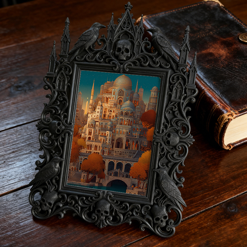 Shop-top-pick Gothic Dark-style Photo Frame | Vampire-themed Board Game Bar Table Decor, Photo Ornament, Wall-mountable & Tabletop, Lightwei