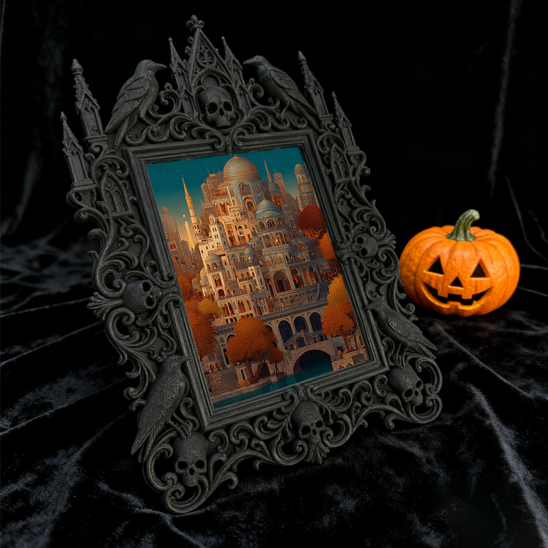 Shop-top-pick Gothic Dark-style Photo Frame | Vampire-themed Board Game Bar Table Decor, Photo Ornament, Wall-mountable & Tabletop, Lightwei