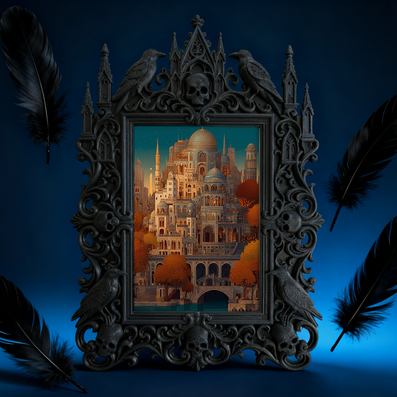 Shop-top-pick Gothic Dark-style Photo Frame | Vampire-themed Board Game Bar Table Decor, Photo Ornament, Wall-mountable & Tabletop, Lightwei