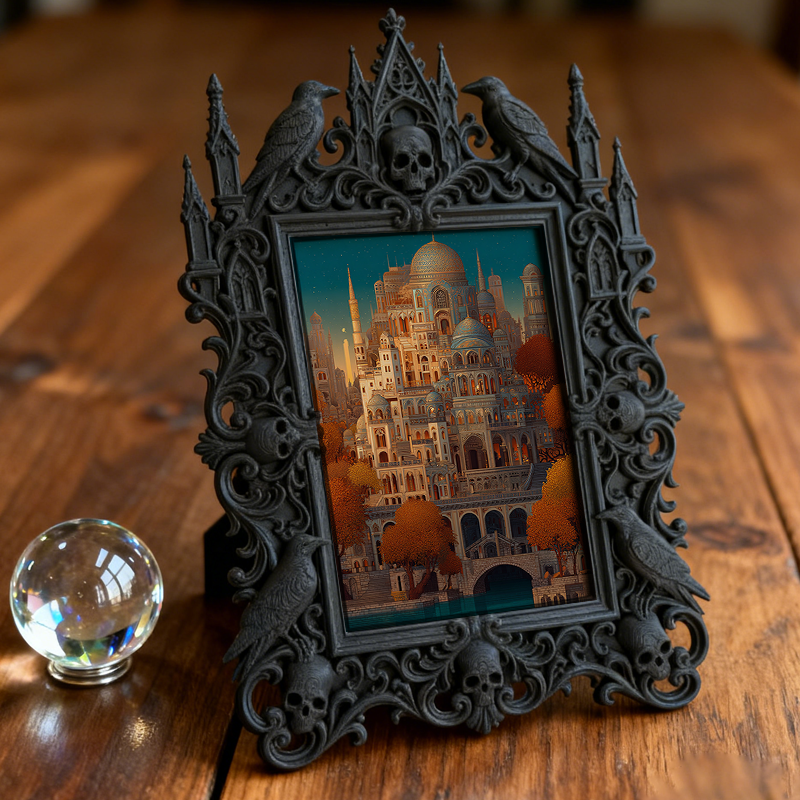 Shop-top-pick Gothic Dark-style Photo Frame | Vampire-themed Board Game Bar Table Decor, Photo Ornament, Wall-mountable & Tabletop, Lightwei