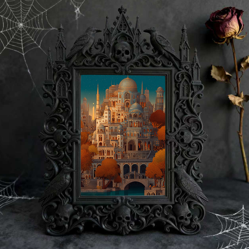 Shop-top-pick Gothic Dark-style Photo Frame | Vampire-themed Board Game Bar Table Decor, Photo Ornament, Wall-mountable & Tabletop, Lightwei