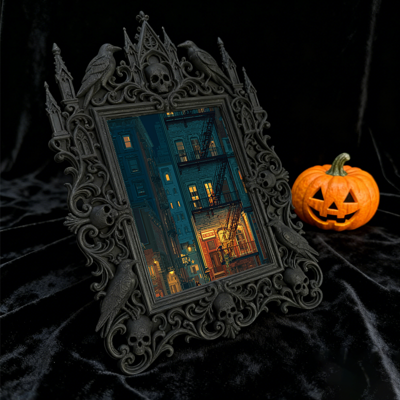 Bestselling-essential Gothic Dark-style Photo Frame | Witchy Crystal Tumbled Stone Shop Decor, Photo Ornament, Dual-use Display, Retro Plast